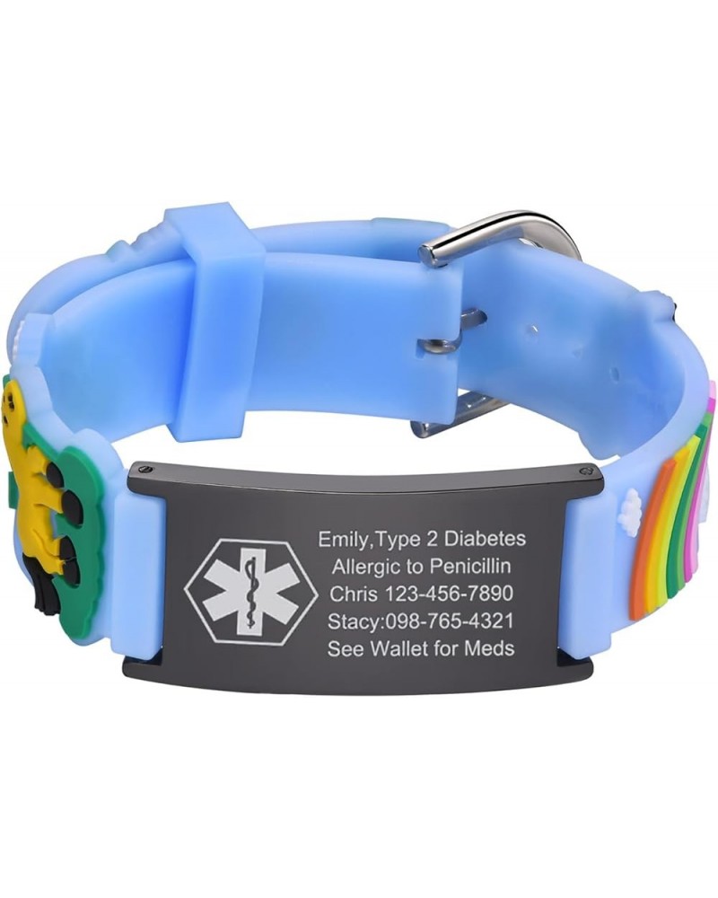 Medical Bracelet for Boys Girls Kids - Free Engraving Adjustable Silicone Rubber Emergency Medical Alert ID Bracelet with Fre...