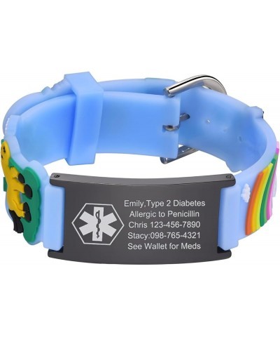 Medical Bracelet for Boys Girls Kids - Free Engraving Adjustable Silicone Rubber Emergency Medical Alert ID Bracelet with Fre...