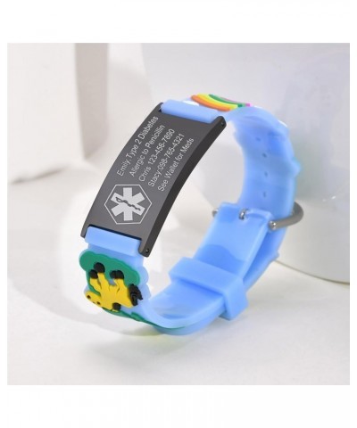 Medical Bracelet for Boys Girls Kids - Free Engraving Adjustable Silicone Rubber Emergency Medical Alert ID Bracelet with Fre...