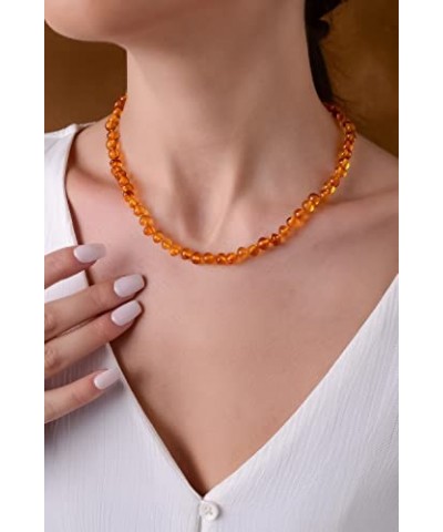 Amber Necklace for Women - HandMade Baltic Jewelry for Adult - 18 inch - 100% Genuine (Blue) Honey $16.51 Necklaces