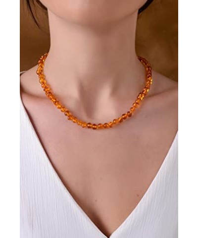 Amber Necklace for Women - HandMade Baltic Jewelry for Adult - 18 inch - 100% Genuine (Blue) Honey $16.51 Necklaces