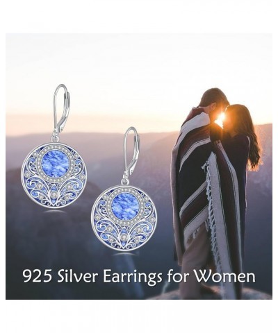 Teardrop Earrings Sterling Silver Filigree Irish Celtic Teardrop Drop Earrings Jewelry Gifts For Women Girls Blue Stone Filig...