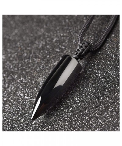 Black Obsidian Necklace Protection Pendant with Extended Bead Chain Healing Crystal Stone Amulet Necklace for Men Women Bulle...