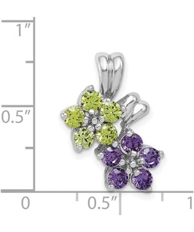 Natural Peridot and Amethyst Flower Pendant Necklace in Sterling Silver with Chain $44.17 Necklaces