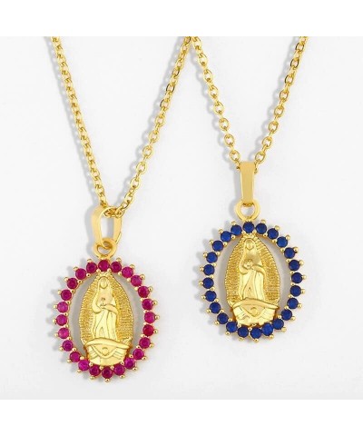 Fashion jewelry- Rosary turkish hip hop pendants necklace, Rainbow Virgin Mary Necklaces For Women Gold Chains Necklace Cryst...