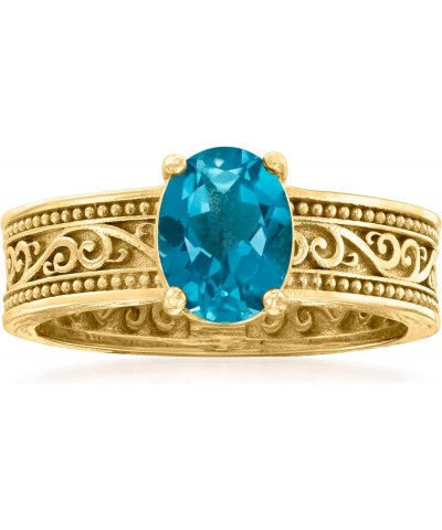 1.50 Carat London Blue Topaz Scrollwork Ring in 18kt Gold Over Sterling $34.44 Rings