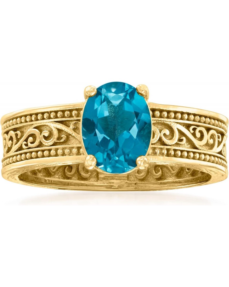 1.50 Carat London Blue Topaz Scrollwork Ring in 18kt Gold Over Sterling $34.44 Rings