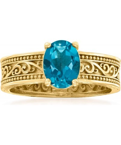 1.50 Carat London Blue Topaz Scrollwork Ring in 18kt Gold Over Sterling $34.44 Rings