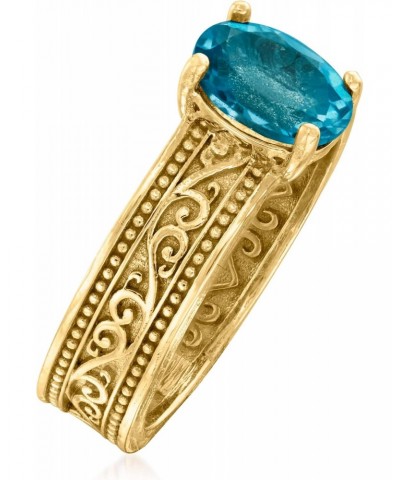 1.50 Carat London Blue Topaz Scrollwork Ring in 18kt Gold Over Sterling $34.44 Rings