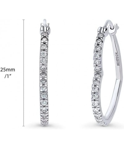 Sterling Silver Heart Cubic Zirconia CZ Medium Fashion Anniversary Hoop Earrings for Women, Rhodium Plated 1 $23.46 Earrings