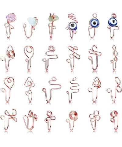 24 Pieces African Nose Cuff Stainless Steel Nose Cuff Non Piercing Fake Nose Ring Evil Eye Clip on Nose Ring for Women Men Ro...