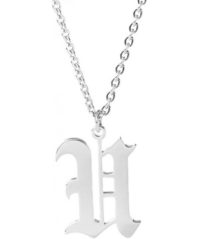 Old English Font Initial Letter Necklace Stainless Steel Alphabet Pendant Birthday Gift for Women MZ-NE-Silver--U $11.26 Neck...