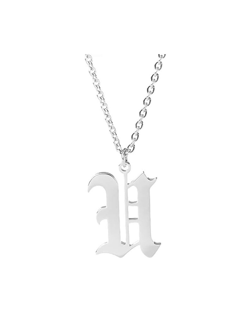 Old English Font Initial Letter Necklace Stainless Steel Alphabet Pendant Birthday Gift for Women MZ-NE-Silver--U $11.26 Neck...