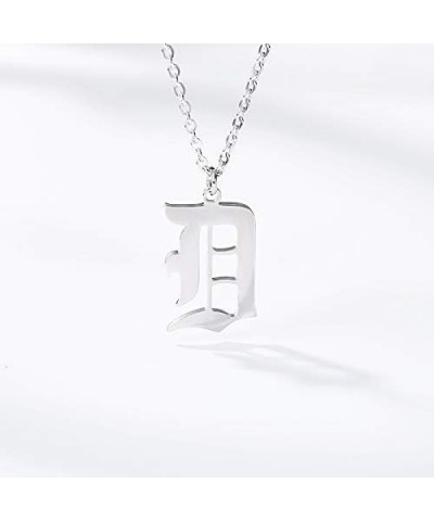 Old English Font Initial Letter Necklace Stainless Steel Alphabet Pendant Birthday Gift for Women MZ-NE-Silver--U $11.26 Neck...