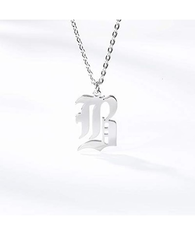 Old English Font Initial Letter Necklace Stainless Steel Alphabet Pendant Birthday Gift for Women MZ-NE-Silver--U $11.26 Neck...