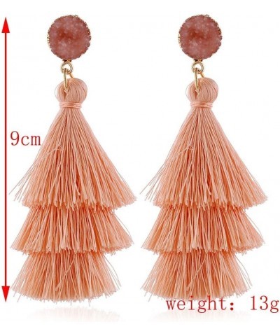 Boho Statement tassel earrings for women Clip On Drop Earrings feather earrings Non Piercing Jewelry for women dangling fring...