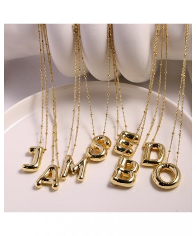 Bubble Letter Necklace For Women Girls, Balloon Initial Necklaces Dainty Alphabet Pendant 18K Gold Plated Chain Puffy Name Pe...