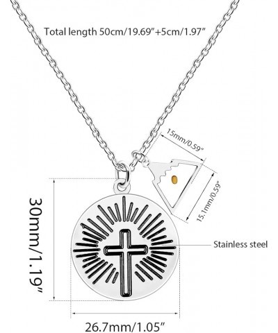 Stainless Steel Sunray Cross Necklace Real Mustard Seed Charms Pendant Inspirational Christian Jewelry Gift Triangle Mountain...