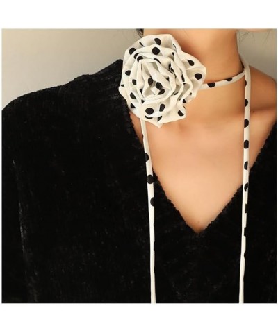 2024 New Choker Necklace Women Chiffon Polka Dot Rose Style Neckchain Long Rope Choker Bow Necklace Fashion Chokers 234 $8.83...