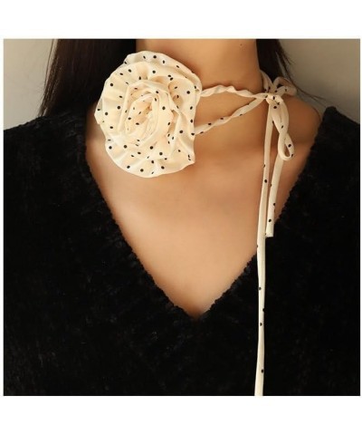 2024 New Choker Necklace Women Chiffon Polka Dot Rose Style Neckchain Long Rope Choker Bow Necklace Fashion Chokers 234 $8.83...