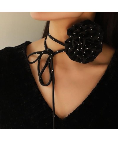 2024 New Choker Necklace Women Chiffon Polka Dot Rose Style Neckchain Long Rope Choker Bow Necklace Fashion Chokers 234 $8.83...