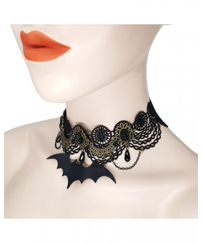 Vintage Black Lace Skull Choker Necklace for Women Girls Halloween Decorations Party Accessory Black9 $6.74 Jewelry Sets