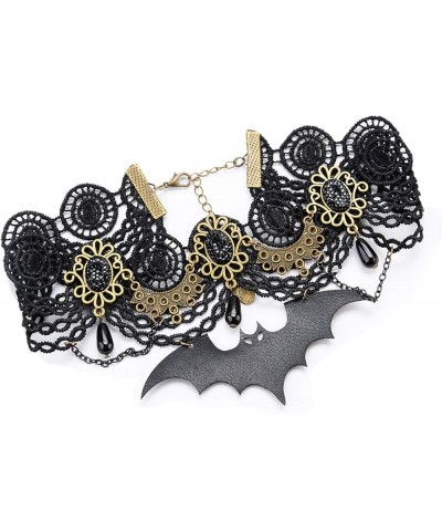 Vintage Black Lace Skull Choker Necklace for Women Girls Halloween Decorations Party Accessory Black9 $6.74 Jewelry Sets