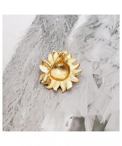 Rhinestone Yellow Flower Sunflower Brooch.Enamel Bee Daisy Brooch Pin,Charm Sun Flower Coat Collar Brooch for Women Girl B $8...