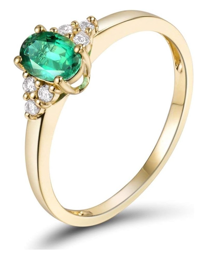 Columbia Emerald Gemstone Solid 14K Yellow Gold Engagement Promise Ring $135.47 Rings