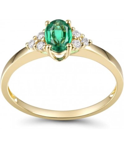 Columbia Emerald Gemstone Solid 14K Yellow Gold Engagement Promise Ring $135.47 Rings