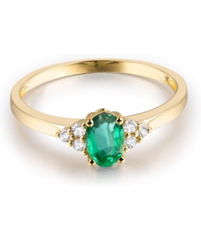 Columbia Emerald Gemstone Solid 14K Yellow Gold Engagement Promise Ring $135.47 Rings