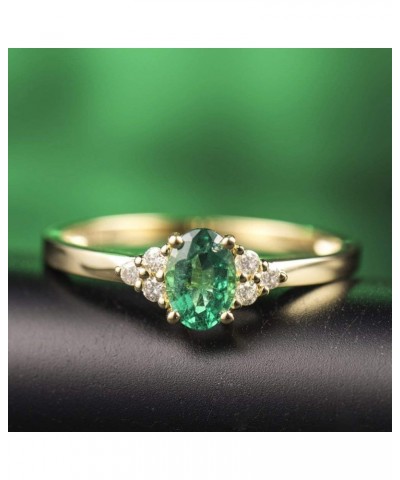 Columbia Emerald Gemstone Solid 14K Yellow Gold Engagement Promise Ring $135.47 Rings