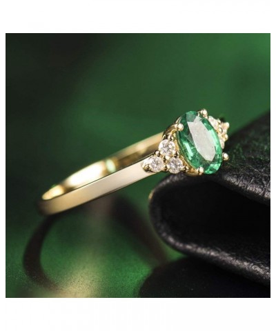 Columbia Emerald Gemstone Solid 14K Yellow Gold Engagement Promise Ring $135.47 Rings