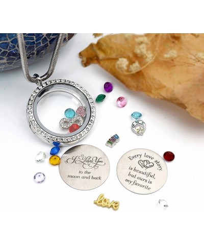 Best Gift Floating Charm Living Memory Lockets with Birthstone, 30mm Stainless Steel Necklace ILoveYoutotheMoonBack-C006 $9.9...