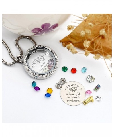 Best Gift Floating Charm Living Memory Lockets with Birthstone, 30mm Stainless Steel Necklace ILoveYoutotheMoonBack-C006 $9.9...