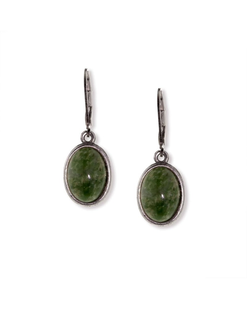 1928 Jewelry Women's Oval Semi Precious Gemstone Drop Earrings Jade $21.66 Earrings