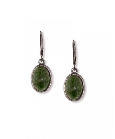 1928 Jewelry Women's Oval Semi Precious Gemstone Drop Earrings Jade $21.66 Earrings