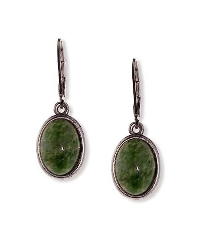 1928 Jewelry Women's Oval Semi Precious Gemstone Drop Earrings Jade $21.66 Earrings