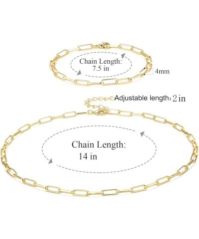 Paperclip Chain Necklace for Women, 14K Gold Plated Oval Dainty Choker Chain Link Necklace for Women Girls B-Gold 16" choker ...