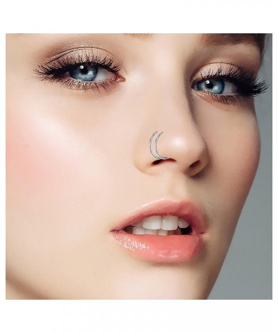 Double Hoop Nose Ring for Single Piercing 20G Surgical Steel Spiral Nose Rings Hoops Double Nose Ring for Women Men Nose Pier...