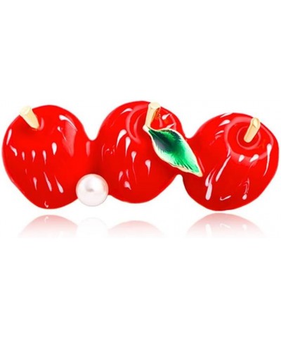 Apple Fruit Brooch Pin for Women Girls Fashion Enamel Cute Red Green Leaf School Teacher Brooches Lapel Pins Dainty Dress Acc...