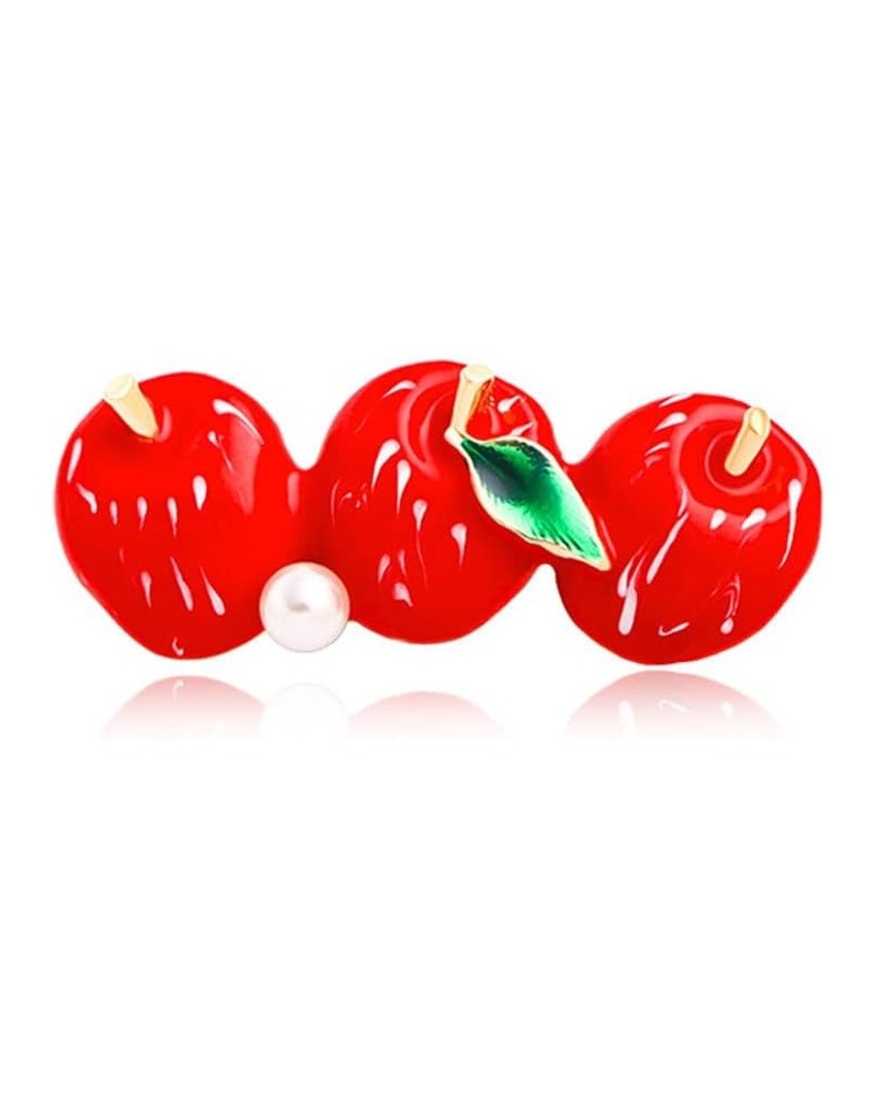 Apple Fruit Brooch Pin for Women Girls Fashion Enamel Cute Red Green Leaf School Teacher Brooches Lapel Pins Dainty Dress Acc...