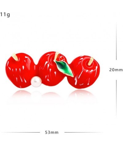 Apple Fruit Brooch Pin for Women Girls Fashion Enamel Cute Red Green Leaf School Teacher Brooches Lapel Pins Dainty Dress Acc...