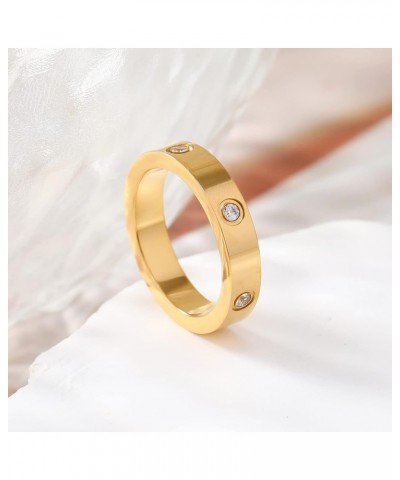 Love Friendship Ring for Women Men 18K Stainless Steel Ring Gold Plated Cubic Zirconia Rings Stacking Rings Gold Band Ring Bi...