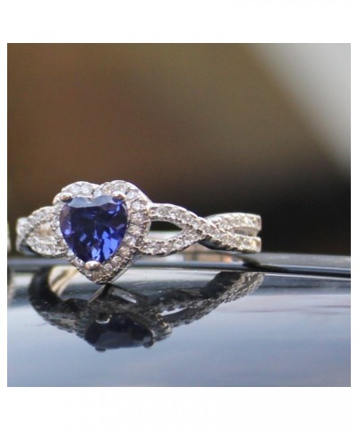 Sterling Silver Heart Halo Cubic Zirconia Promise Ring Simulated Tanzanite $13.42 Rings