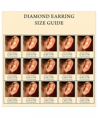 .05-1.00 Carat Natural Round Solitaire Diamond Stud Earrings For Women Girls infants 14k Yellow or White or Rose/Pink Gold 4-...