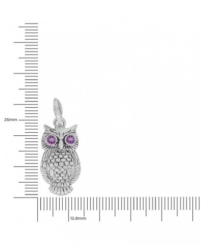 .925 Sterling Silver Owl Pendant with Genuine Amethyst, Blue Topaz, Garnet,Green Quartz or Peridot and .70 Platinum Plating… ...