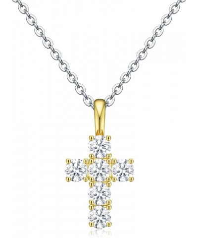 Cross Necklace for Women,18k Gold Plated 2 Tone Dainty Gold Necklace with Silver Chain Short Chain $7.79 Necklaces