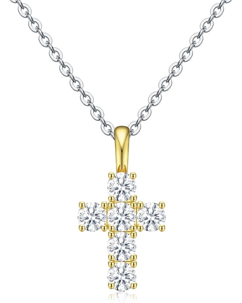 Cross Necklace for Women,18k Gold Plated 2 Tone Dainty Gold Necklace with Silver Chain Short Chain $7.79 Necklaces