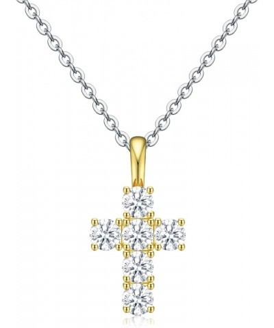 Cross Necklace for Women,18k Gold Plated 2 Tone Dainty Gold Necklace with Silver Chain Short Chain $7.79 Necklaces